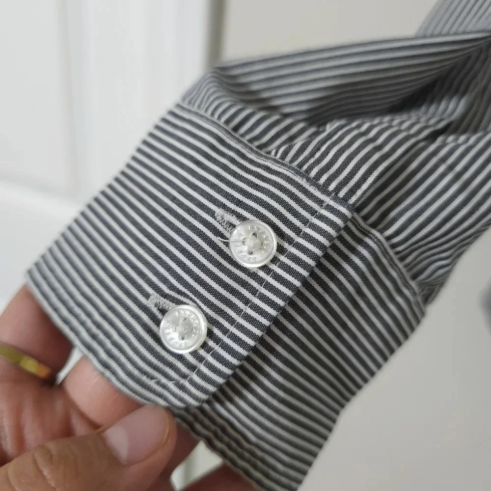 ✨️4/$20. Original Essential Shirt, Button Down Career Wear, Fitted Pin Stripe, M - Picture 9 of 15